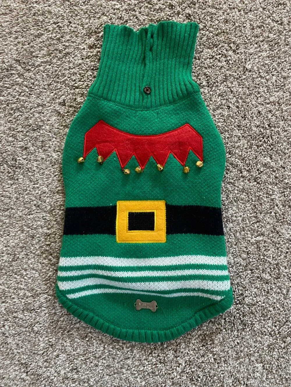 Barkley & Finn Christmas Elf Dog Sweater holiday Green/Red Size Medium